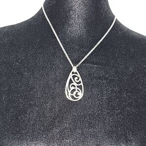 Brighton Rock n Scroll  Silver Tone Swirl Pendant Necklace w Gift Box & Bag